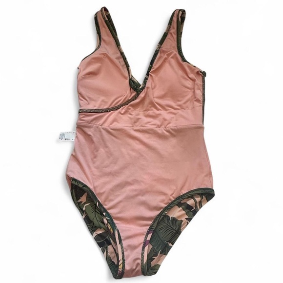 Lands' End green and pink tropical print one-piece swimsuit. Size 4 - Picture 6 of 6